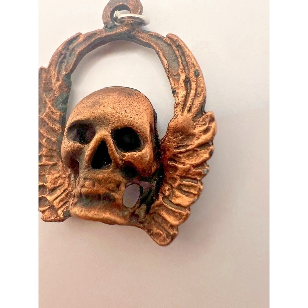 Winged Skull Pendant Gothic Necklace‎ Dark Romantic Statement Charm Edgy Fantasy